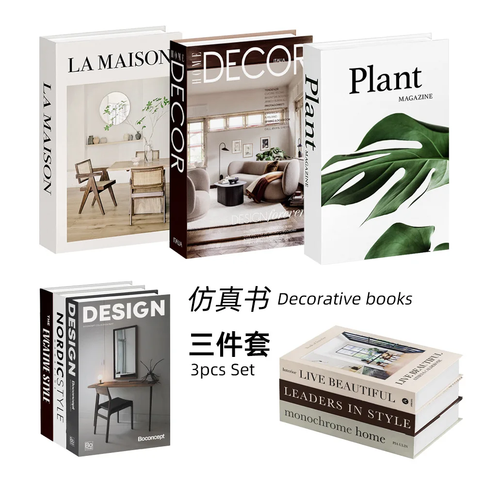 Interior Design Book - 3 stuks/verpakking Simulatieboeken voor decoratie Luxe