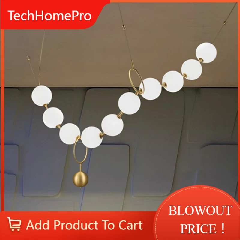 Interior Design Kitchen And Living Room - TechHPModern Designer Parelglazen ketting LED-kroonluchter voor