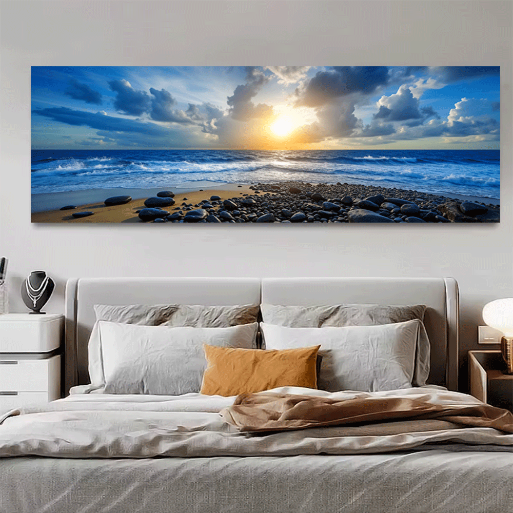 Interior Design Studio - 1PC-Canvas poster ingelijste oceaan zonsondergang strand